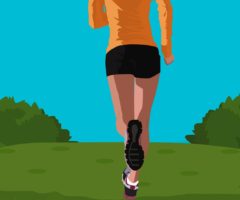 A person running through a trail.
