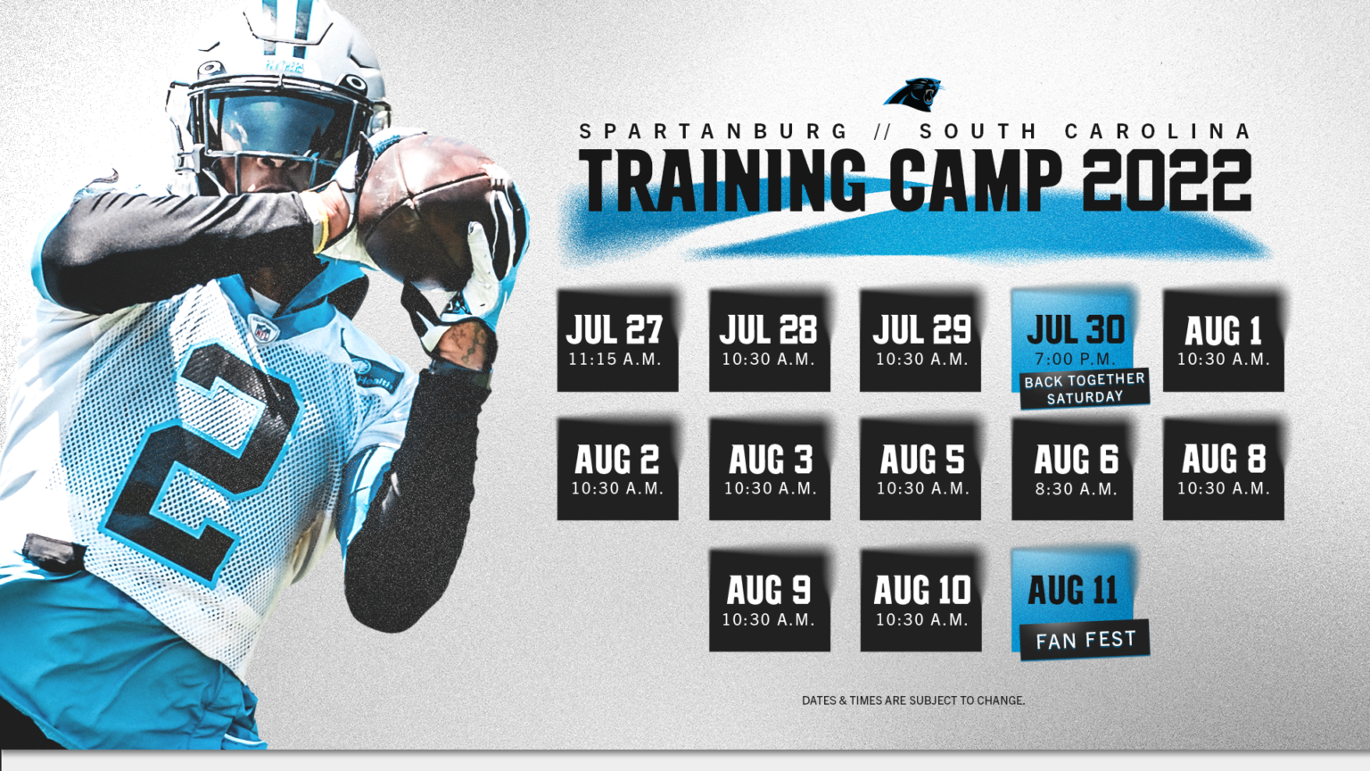 Carolina Panthers NFL helmets training camp