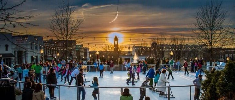 People skating on the ice during Skating on the Square.